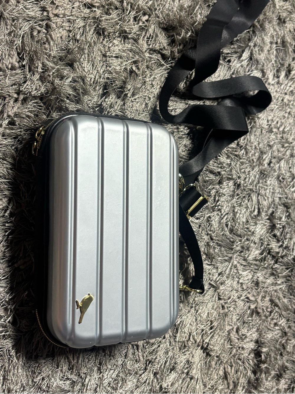 Kestrel Silver Hardshell Suitcase Crossbody Bag